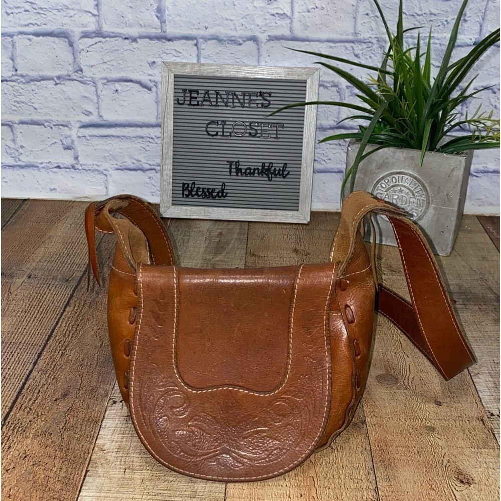 Patricia nash tooled leather flap shoulder bag - Picture 3 of 12